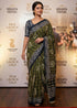 Green Pure Soft MalMal Cotton Handloom Block Printed Cotton Saree 