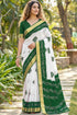 Green Pure Soft MalMal Cotton Bandhani Block Printed Cotton Saree 