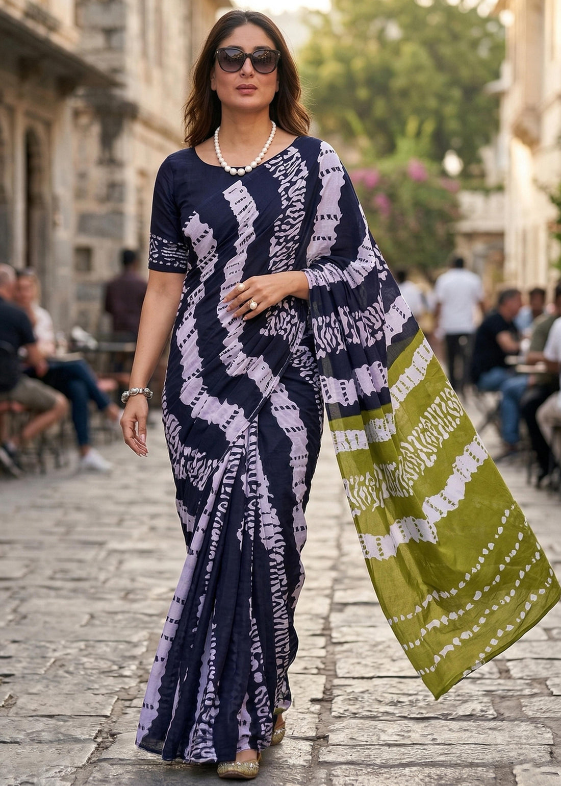 Black Pure Soft MalMal Cotton Printed Cotton Saree 