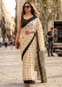 Cream Pure Soft MalMal Cotton Printed Cotton Saree 