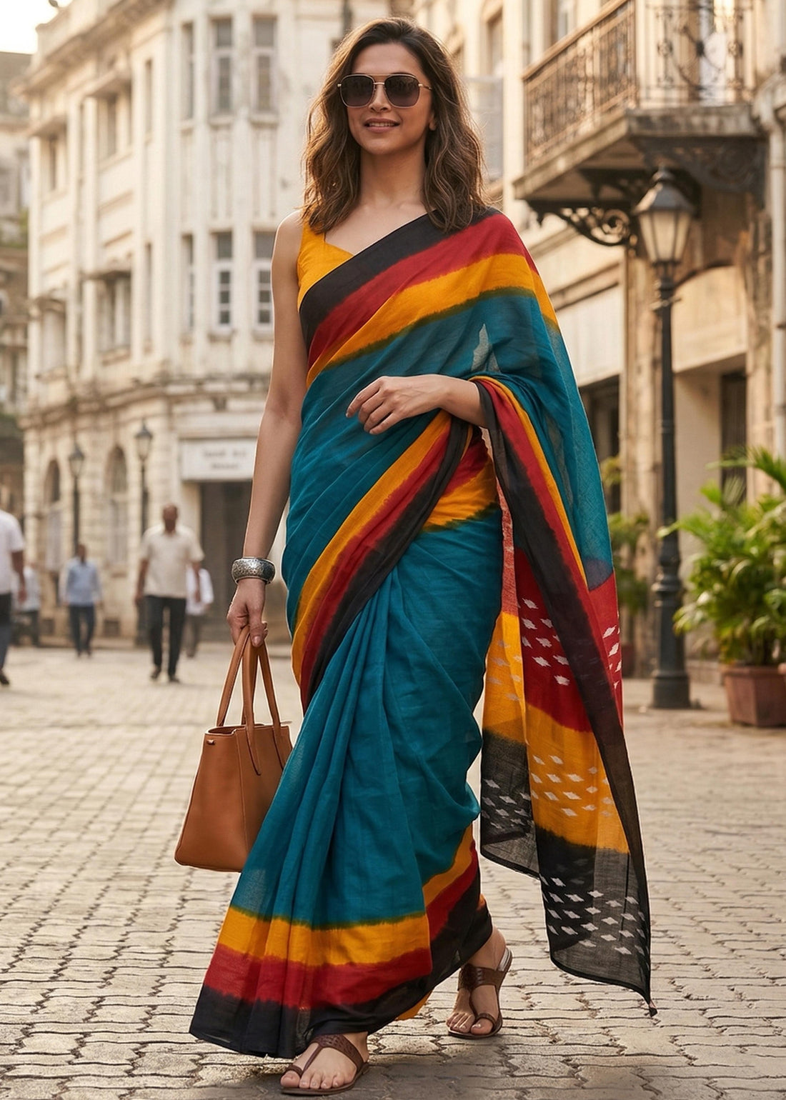 Rama Pure Soft MalMal Cotton Ikkat Printed Cotton Saree m 