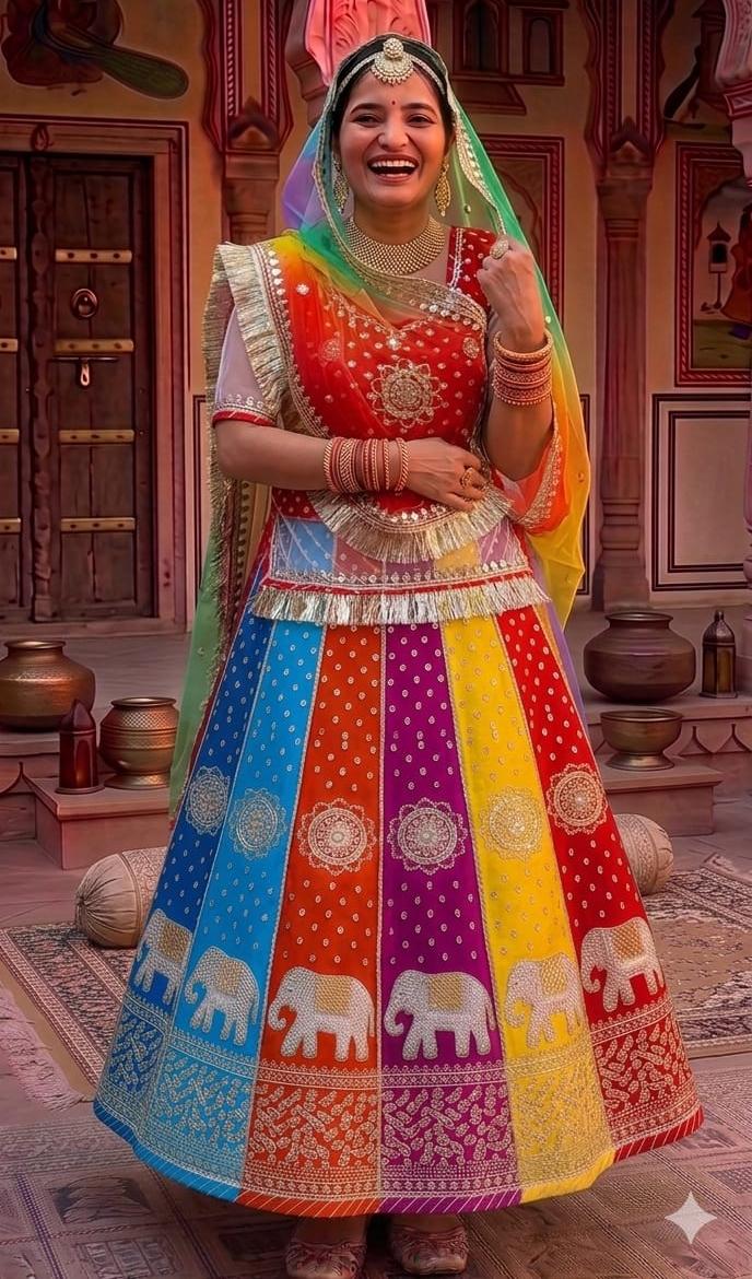 Red Pure Soft Silk Rajsthani Rajputi Poshak Lehenga Choli