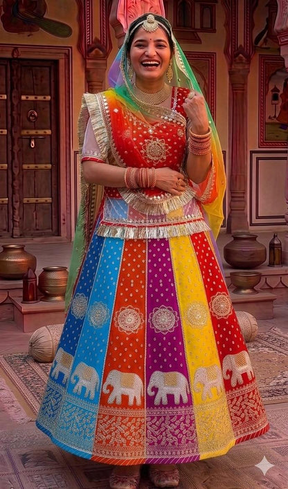 Red Pure Soft Silk Rajsthani Rajputi Poshak Lehenga Choli