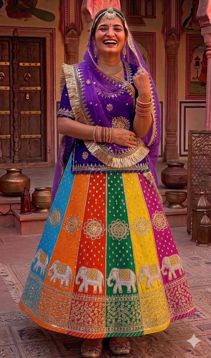 Blue Pure Soft Silk Rajsthani Rajputi Poshak Lehenga Choli