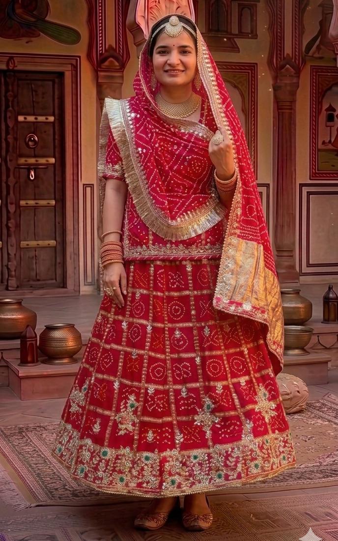 Red Pure Soft Gharchola Rajasthani Bandhej Gahdchola Lehenga Choli