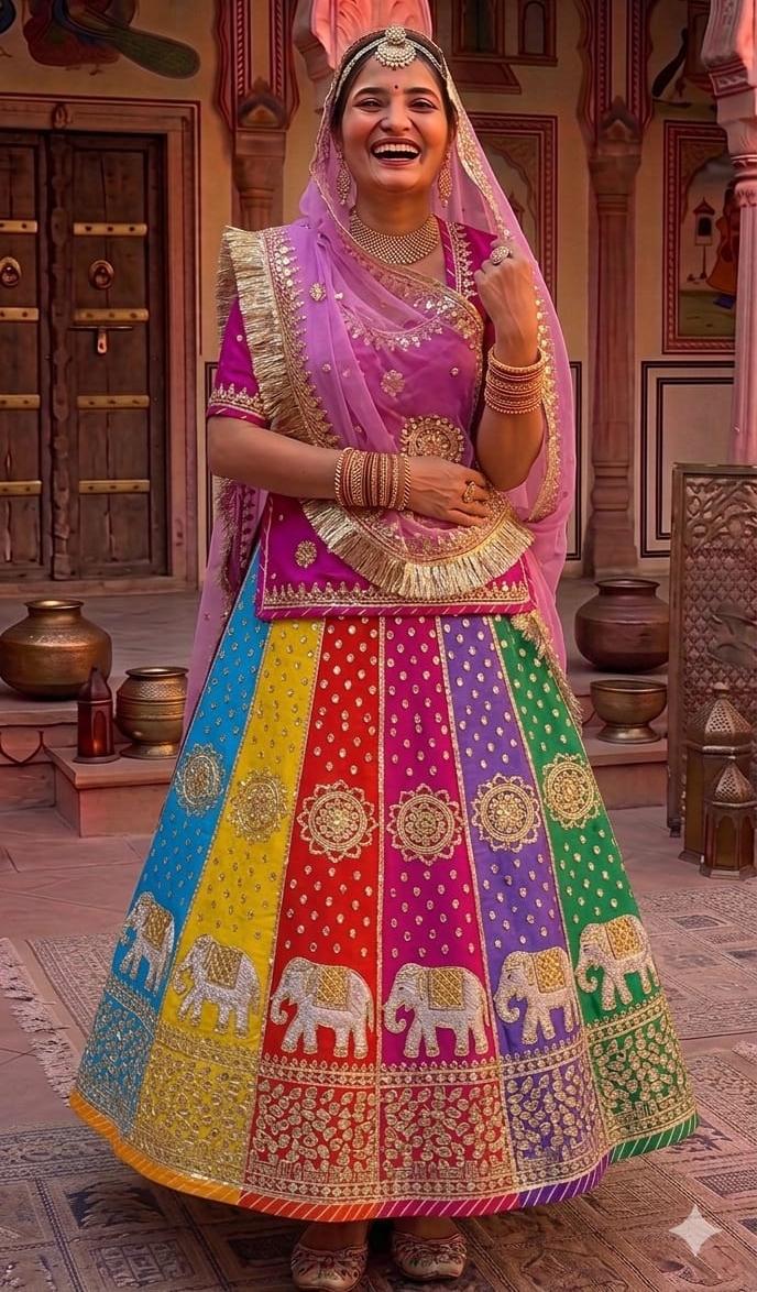 Pink Pure Soft Silk Rajsthani Rajputi Poshak Lehenga Choli