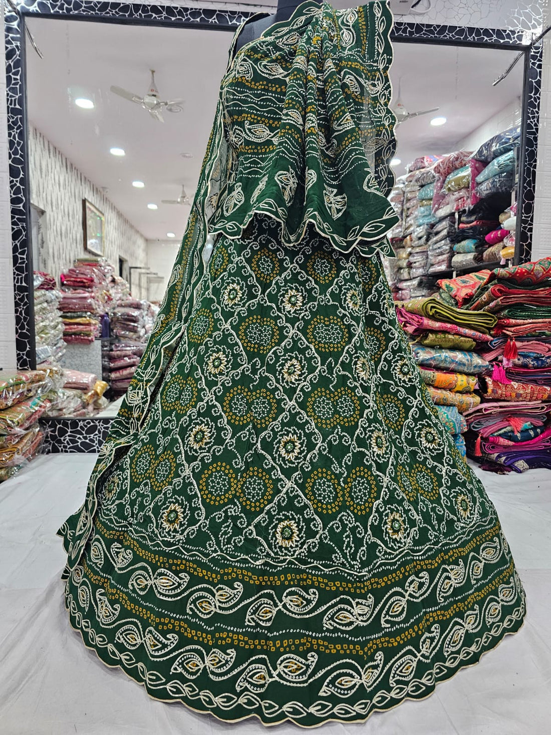 Green Pure Soft Georgette Rajsthani Gota Patti Rajputi Poshak Lehenga Choli 