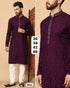 Wine Soft Premium Silk Sequins Work Kurta Pajama 