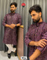 Wine Soft Cotton Bandhani Print Kurta Pajama 