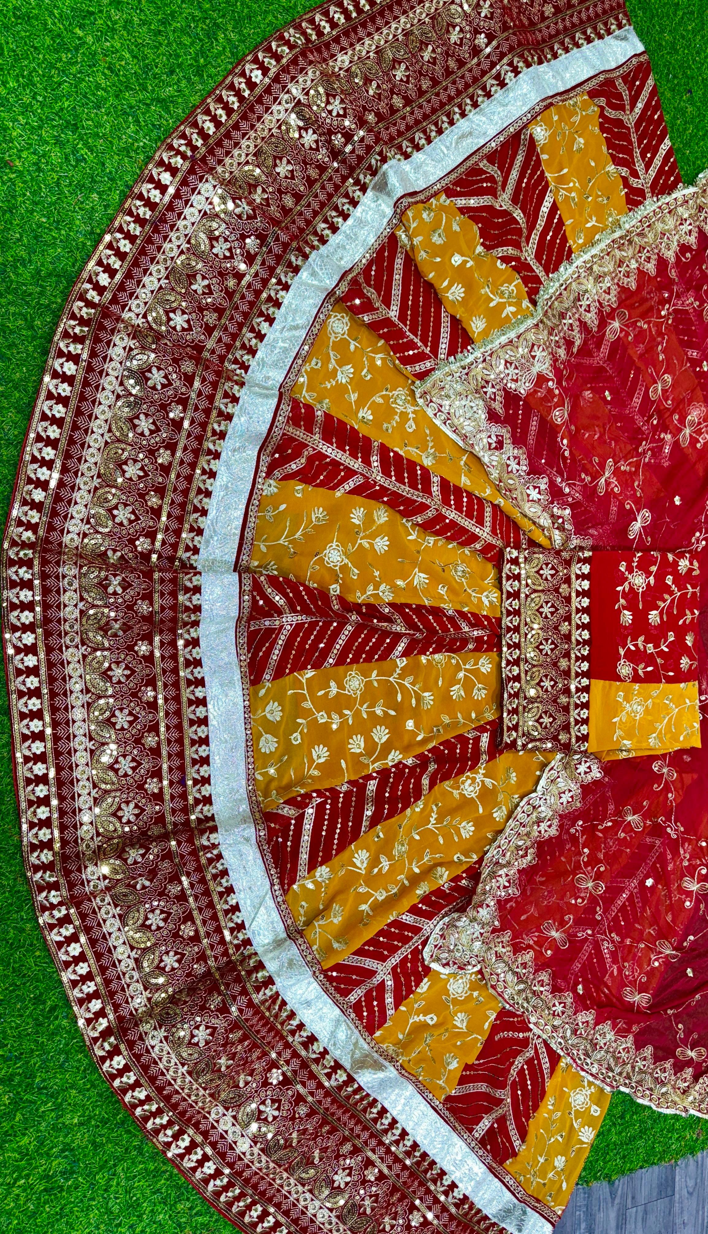 Yellow Pure Soft Silk Rajsthani Rajwadi Rajputi Poshak Lehenga Choli 