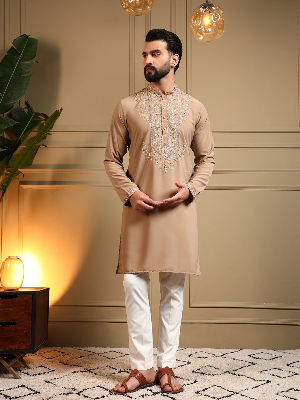 Chiku Armani Lachko Embroidery Sequence Work Kurta Pajama 