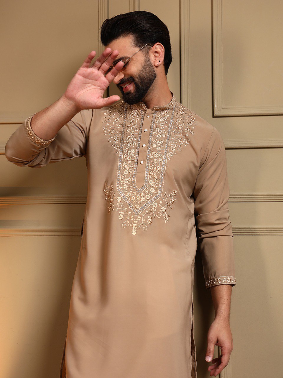 Chiku Armani Lachko Embroidery Sequence Work Kurta Pajama 