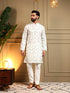 White Royal Silk Embroidery Sequence Work Kurta Pajama 