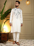 White Pure Viscose Silk Embroidery Sequence Work Kurta Pajama 