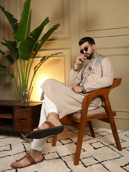 Chiku Pure Viscose Silk Embroidery Sequence Work Kurta Pajama 