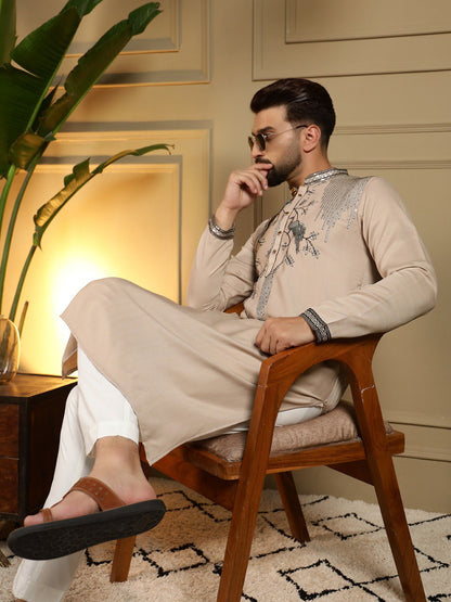 Chiku Pure Viscose Silk Embroidery Sequence Work Kurta Pajama 