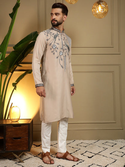 Chiku Pure Viscose Silk Embroidery Sequence Work Kurta Pajama 