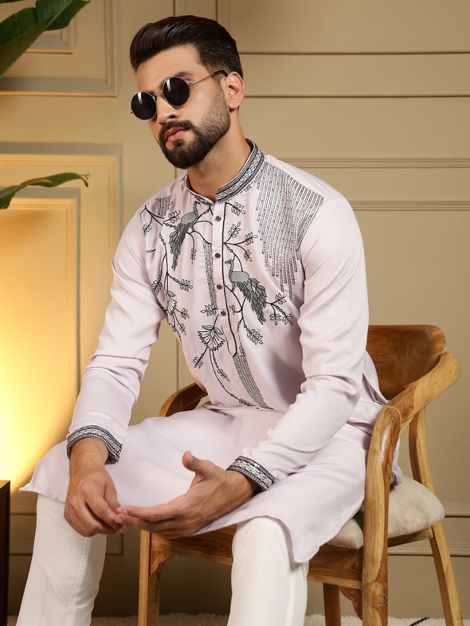 Pink Pure Viscose Silk Embroidery Sequence Work Kurta Pajama 