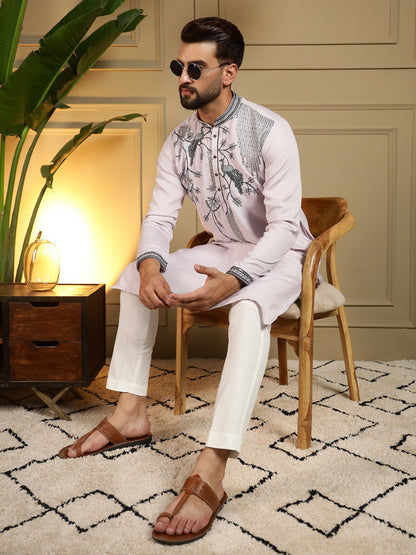 Pink Pure Viscose Silk Embroidery Sequence Work Kurta Pajama 