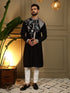 Black Pure Viscose Silk Embroidery Sequence Work Kurta Pajama 