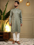 Green Pure Heavy Cotton Embroidery Sequence Work Kurta Pajama 