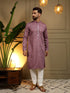 Mauve Pure Heavy Cotton Embroidery Sequence Work Kurta Pajama 