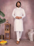 White Pure Heavy Cotton Sequence Work and Print Kurta Pajama 