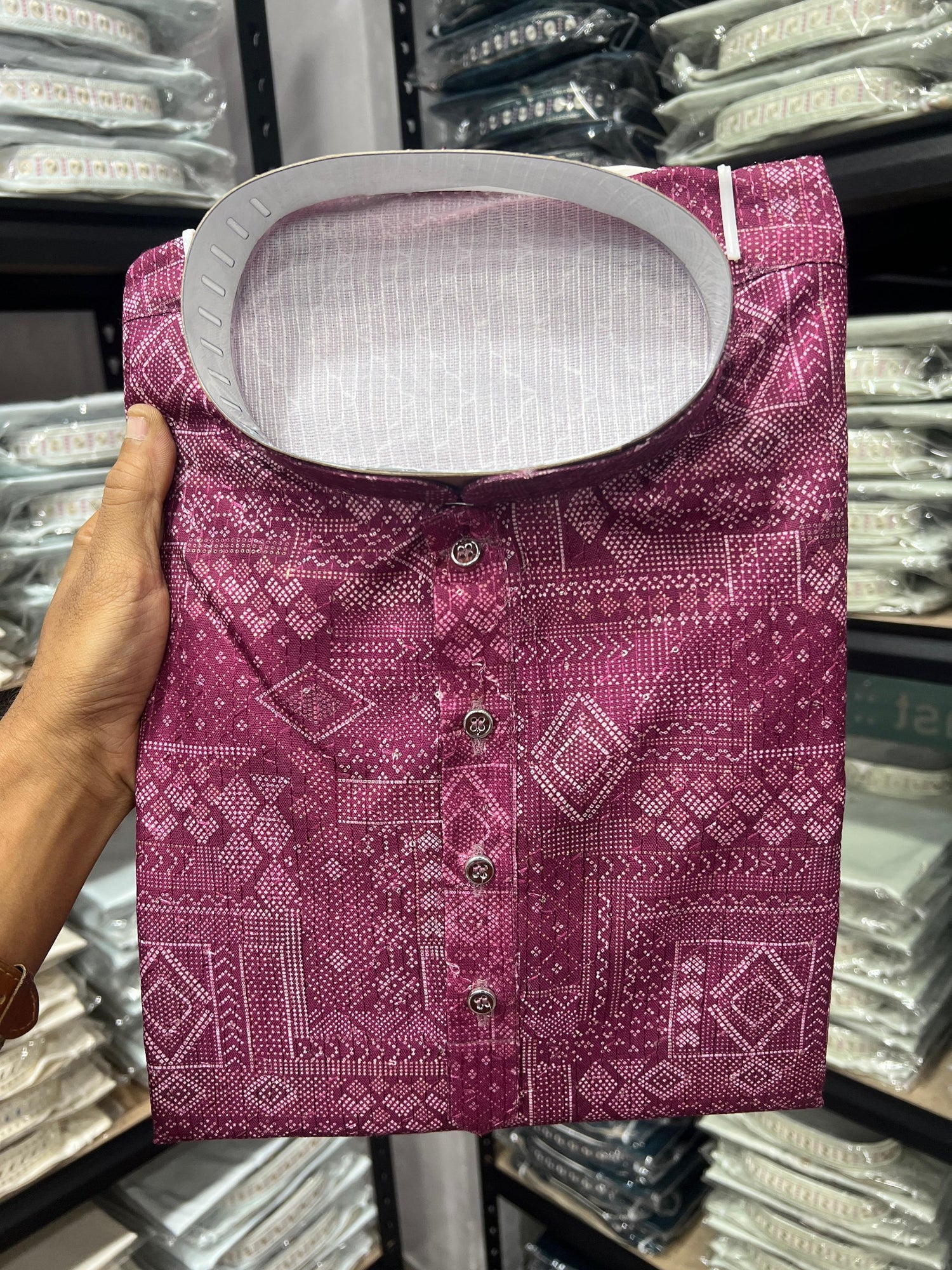 Maroon Pure Heavy Cotton Sequence Work and Print Kurta Pajama 
