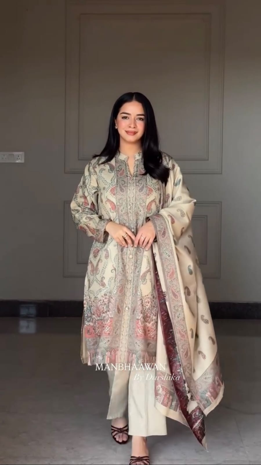 Cream Pure Premium Soft Berry Silk Kurti Set
