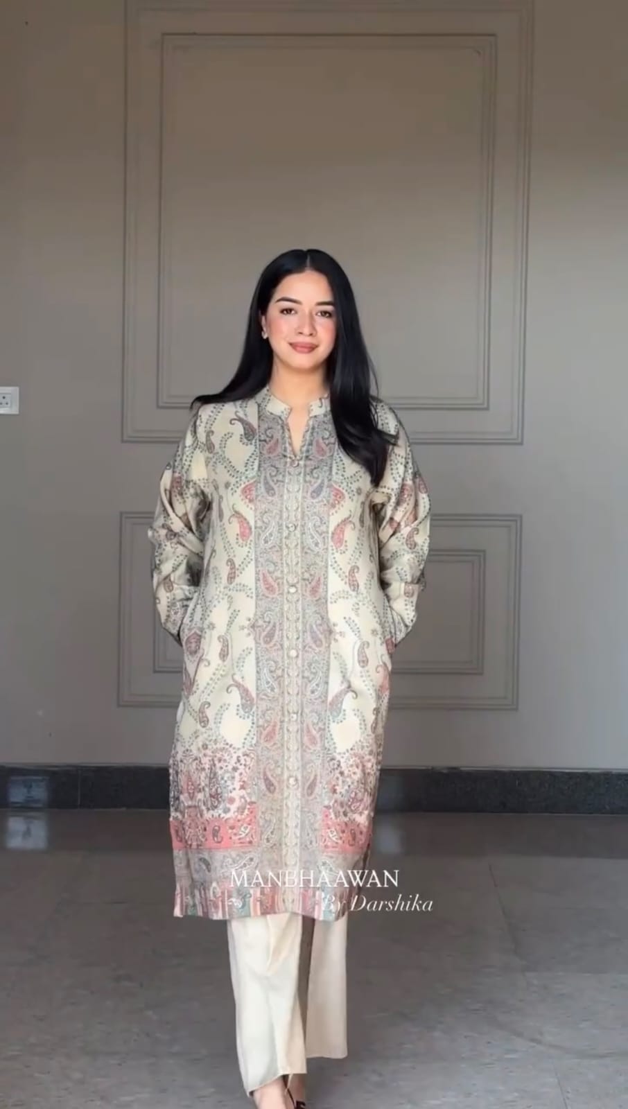 Cream Pure Premium Soft Berry Silk Kurti Set