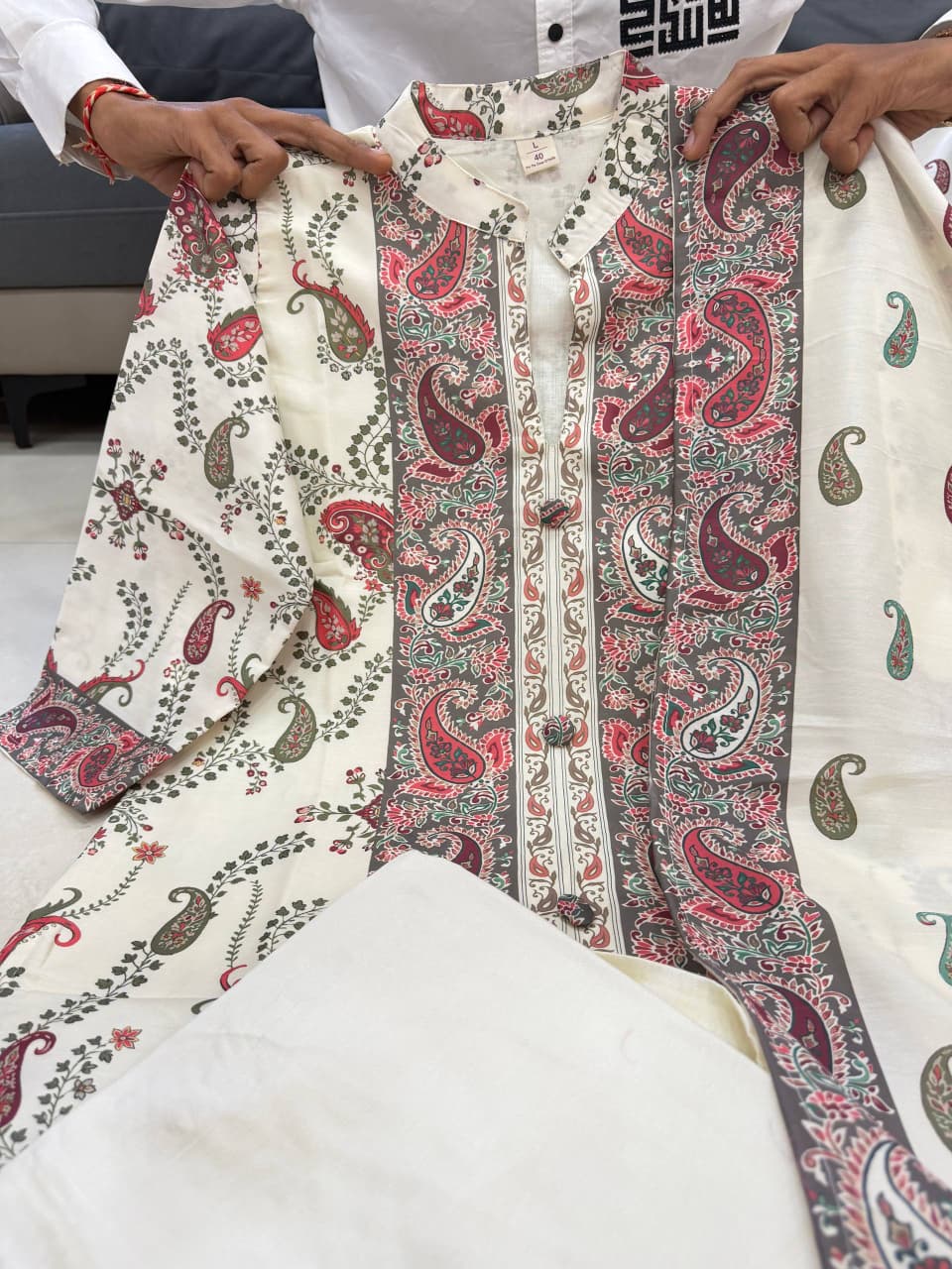 Cream Pure Premium Soft Berry Silk Kurti Set