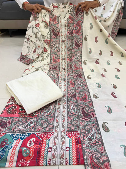 Cream Pure Premium Soft Berry Silk Kurti Set