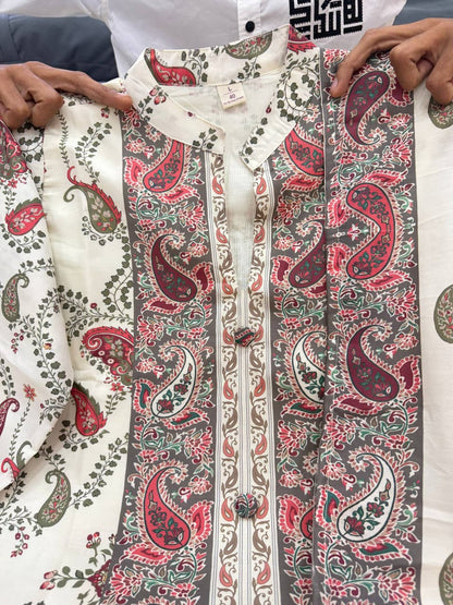 Cream Pure Premium Soft Berry Silk Kurti Set