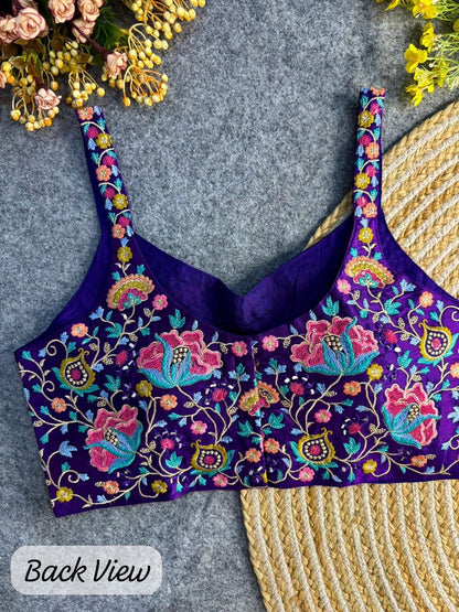 Purple Pure Heavy Soft Pure Gaji Silk Blouse 