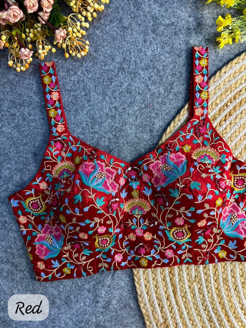 Red Pure Heavy Soft Pure Gaji Silk Blouse 