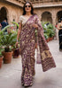 Purple Pure Soft MalMal Cotton Hand Block Print Cotton Saree 