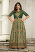 Green Pure Silk Blend Anarkali Gown 