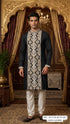 Black Pure Heavy Royal Silk Embroidery Sequins Work Kurta Pajama 