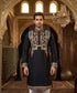 Black Pure Heavy Royal Classic Silk Embroidery Sequins Work Kurta Pajama 