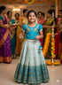 Sky Pure Mona Silk Heavy Maggam Work Kids Lehenga Choli 