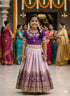 Purple Pure Mona Silk Heavy Maggam Work Kids Lehenga Choli 