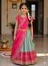 Green Pure Bandhani Silk Foil Print Kids Lehenga Choli 