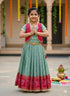 Green Pure Bandhani Silk Foil Print Kids Gown 