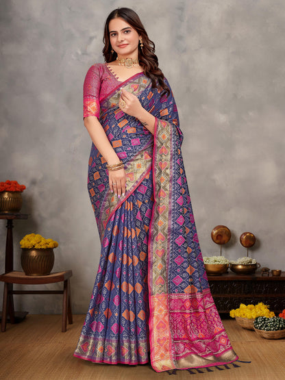 Purple Pure Jecqard Weaving Silk Saree With Kurta Pajama Jacket Matching Couple Combo Set
