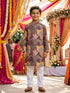 Brown Pure Soft Cotton Printed Kids Boy Kurta Pajama 