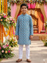 Blue Pure Soft Cotton Printed Kids Boy Kurta Pajama 