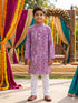 Pink Pure Soft Cotton Printed Kids Boy Kurta Pajama 