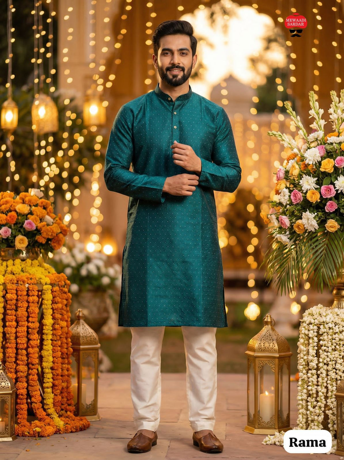Rama Pure Silk Jacquard Party Wear Kurta Pajama 