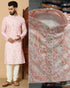 Pink Pure Linen Cotton Printed with Embroidery sequins Work Kurta Pajama 