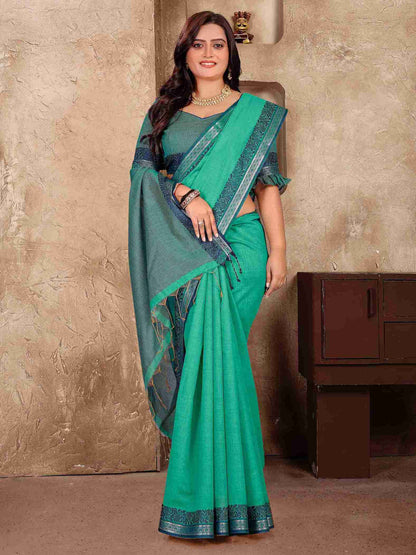 Rama Pure Linen Silk Saree With Kurta Pajama Matching Couple Combo Set